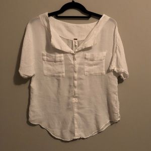 Free People white short sleeve shirt